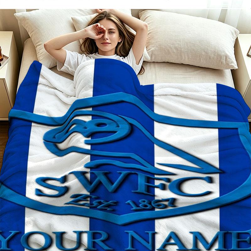 1PC Sheffield Wednesday Football Club Custom Name Patterned Flannel Blanket Suitable For All Seasons for Home Decor Warmth and Comfort Gifts Holiday P