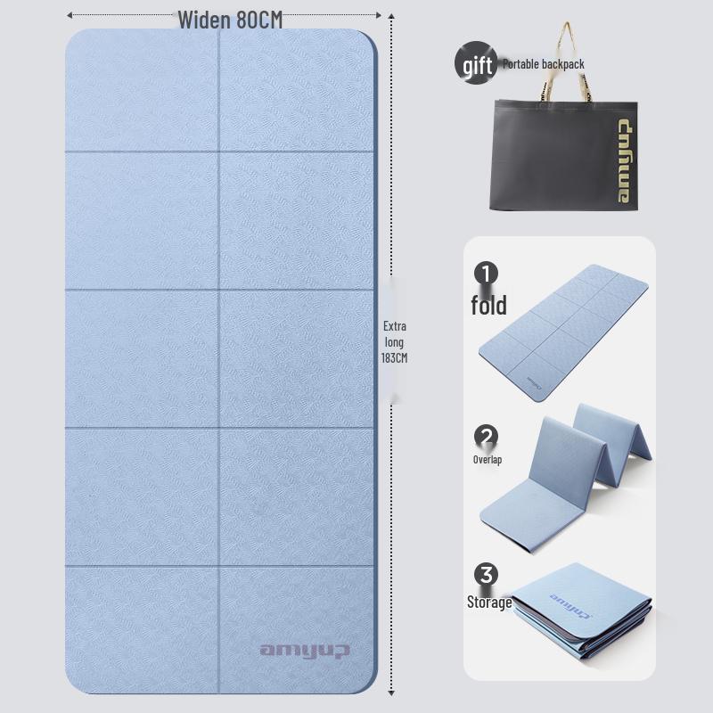 Skládací protiskluzová podložka na jógu a fitness – Silná, tlumící nárazy, přenosná podložka pro domácí použití nebo na kolej.