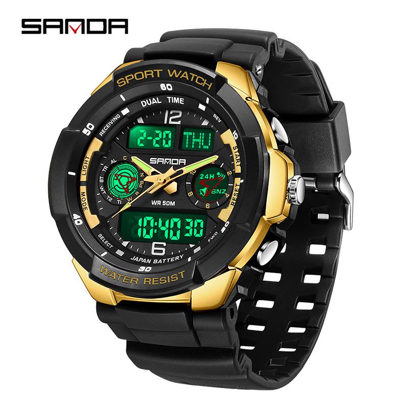 Sanda Multifunctional Electronic Sports Watch: Alarm, Timer, Outdoor & Waterproof for Students and Parties