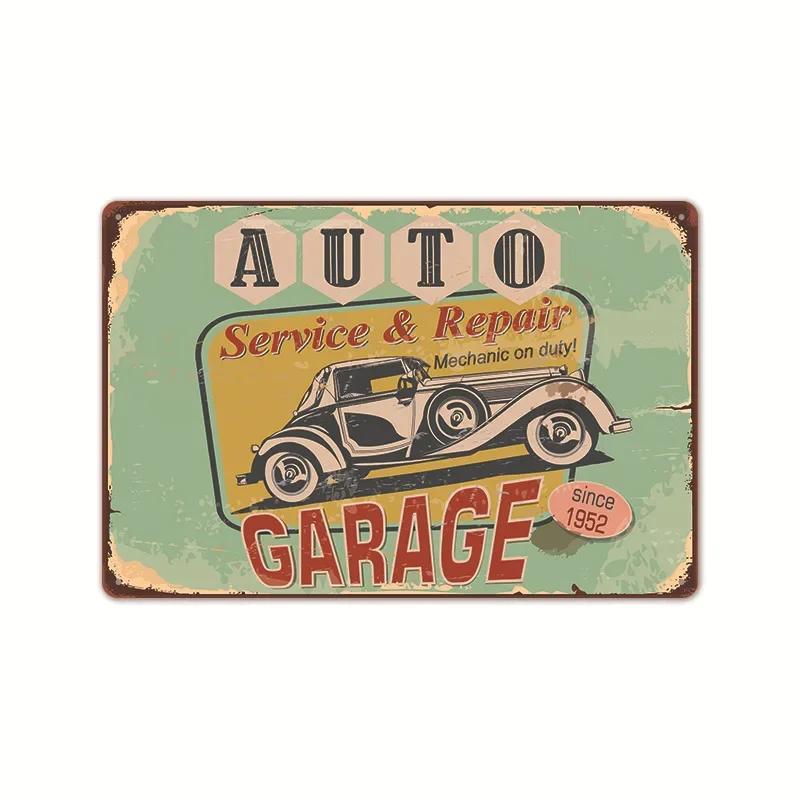 Garage Car Signs Vintage Metal Tin Sign Decor Repairing Car Tools Decorative Wall Plate Iron Crafts Tinplate Poster Rust Plaq