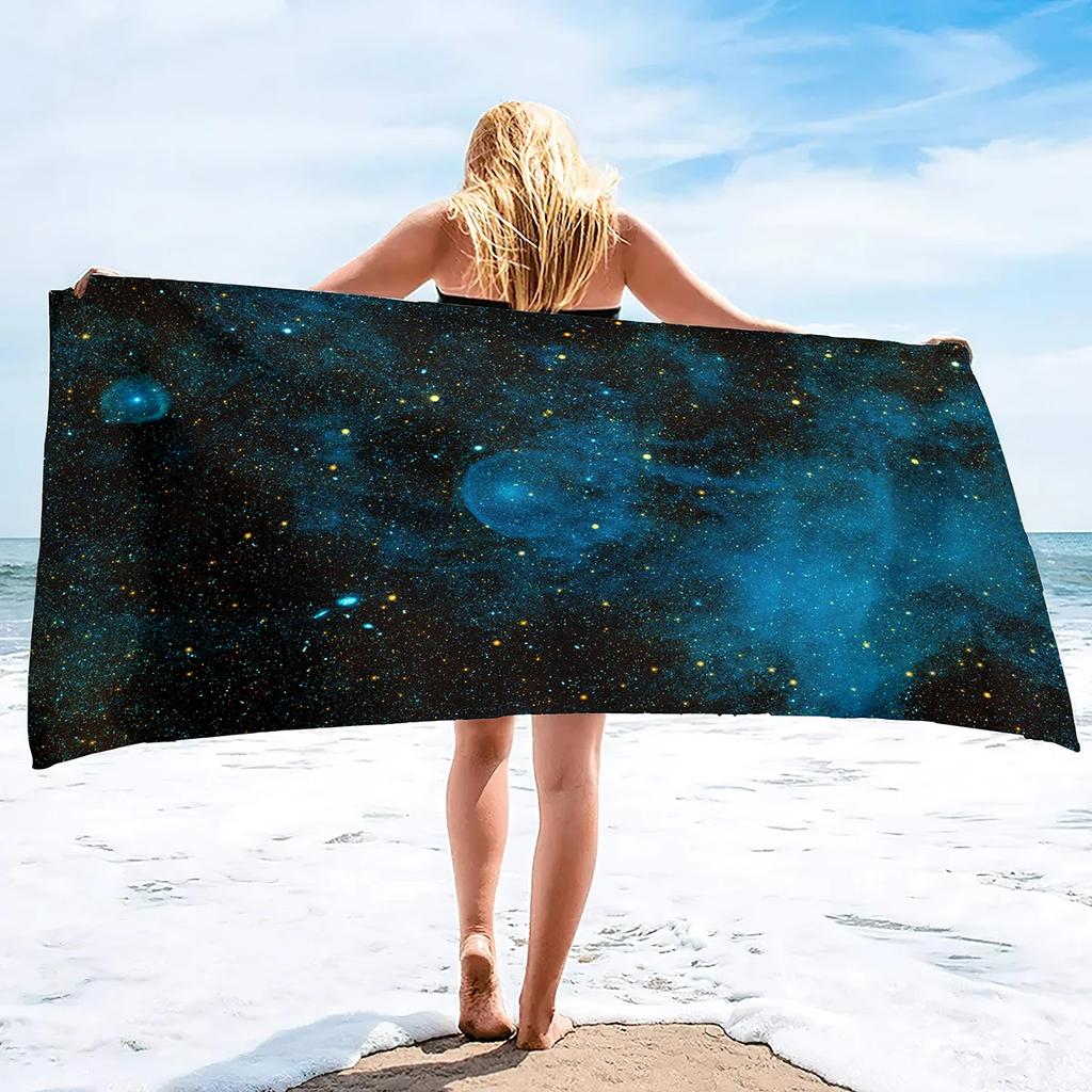 Schönes Weltraum-Galaxie-Nebel-Sterne Strandtuch Mikrofaser Pooltuch Saugfähig Schnelltrocknend Strandtuch Sandfreie Decke für Kinder