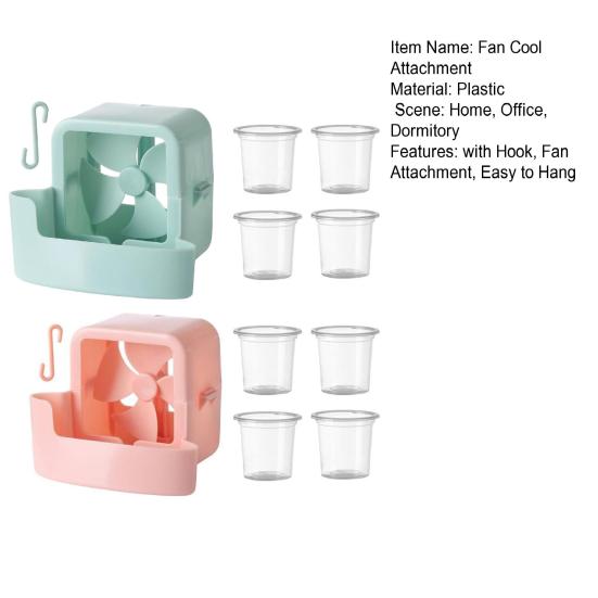 2 Sady Závěsného Chladiče s Větrákem s Hákem Opakovaně Použitelný Nástavec pro Rozprašování Vody s Nádobou na Led Domácnost Kancelář Kolej Závěsný Chladicí Nástavec s Větrákem