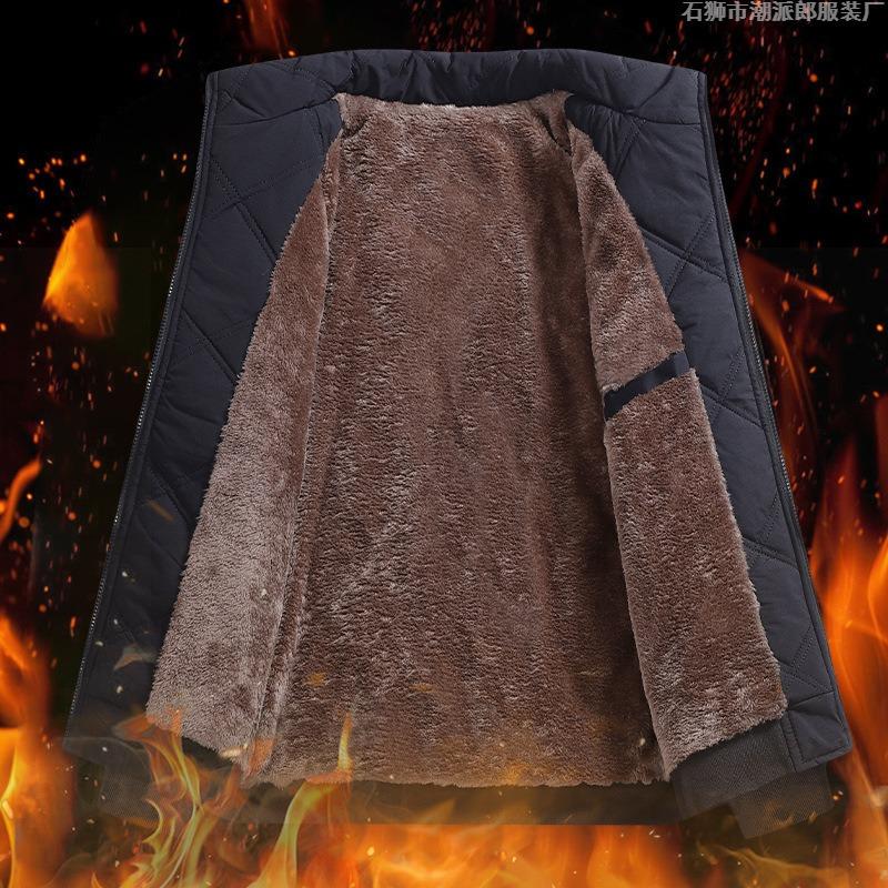 Mittlere Samt-Baumwolljacke Herren Herbst und Winter Thermische Stehkragenjacke Neue Trendige Marke Herren Freizeit Baumwollwattierte Kleidung