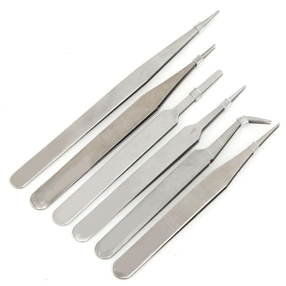 

Набор из 6 антистатических пинцетов из нержавеющей стали, инструмент для ремонта электроники и печатных плат