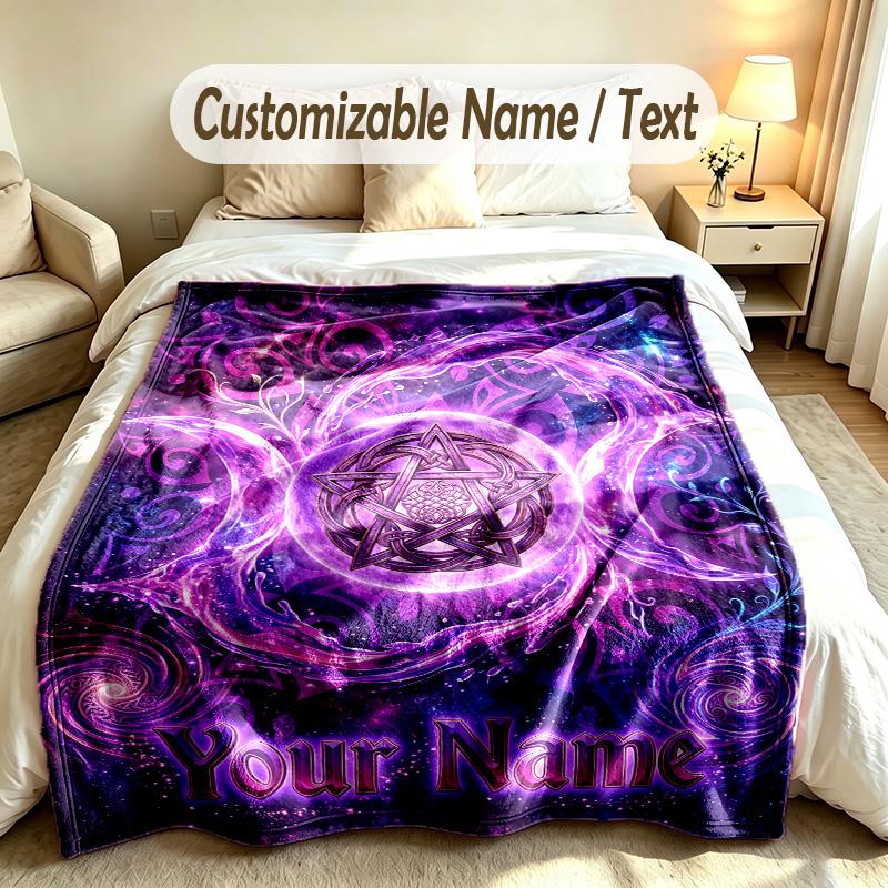 Witchcraft Theme Custom Blanket Personalized Name & Text Customized Soft Warm Throw Blanket Home Decor