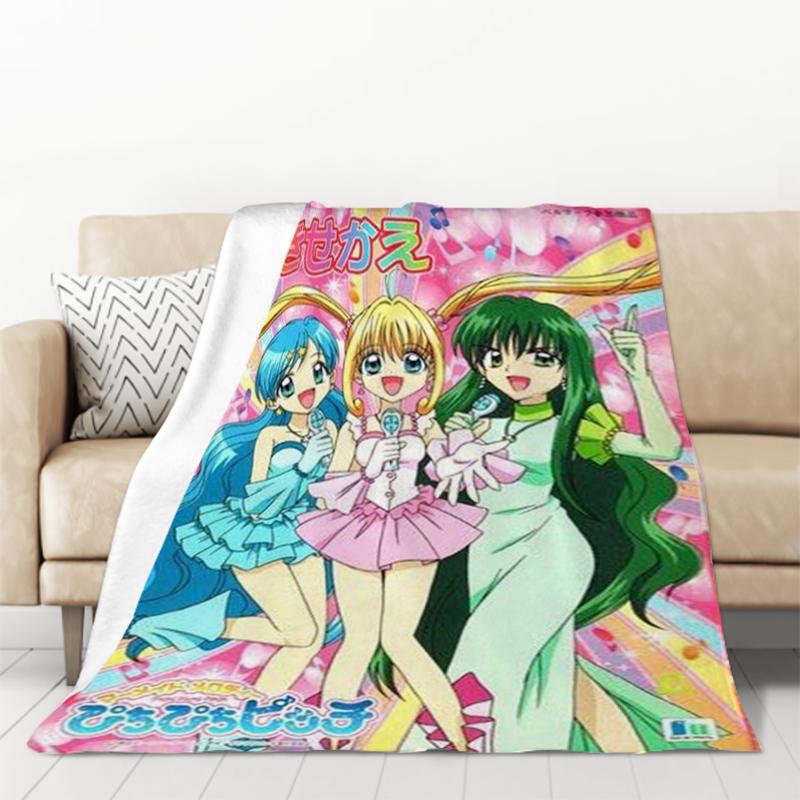 Anime Blanket Mermaid Melody Pichi Pichi Pitch Double Bed Blankets & Throws Furry Throw Sofa Fluffy Soft Decorative Custom Kid's