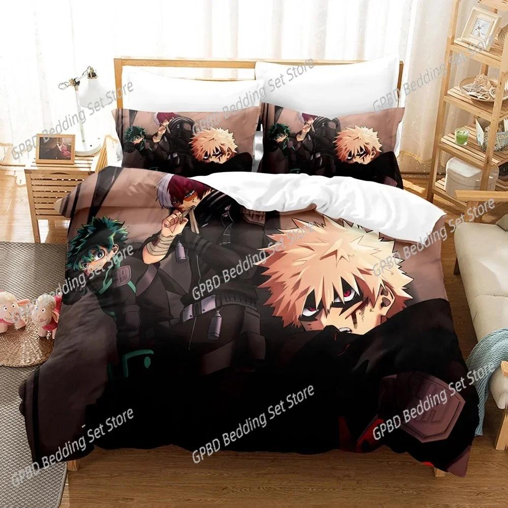 Anime Bedding Set My Hero Academia Comfortable Duvet Quilt Cover Pillowcase Bedding Set Children Bedroom Decoration Home Textile