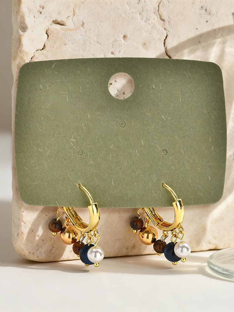 Hoop Earrings, Multi Gemstone Pendant Natural Stone Beads Pendant Bohemian Fashion Trendy Jewelry Ear Accessories for Women