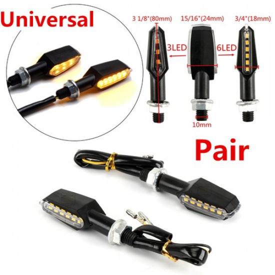 2x Universal Dual Side Motorcycle Bicycle 9-LED Turn Signal Indicator Light Lamp
