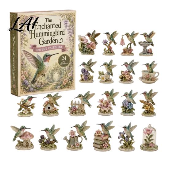 Calendario dell'Avvento di Natale 2026 Calendario Colibrì Set di Ornamenti in Acrilico a 24 Giorni con Figura di Uccello Bomboniere per Feste di Natale Albero Countdown Decorazione da Appendere,