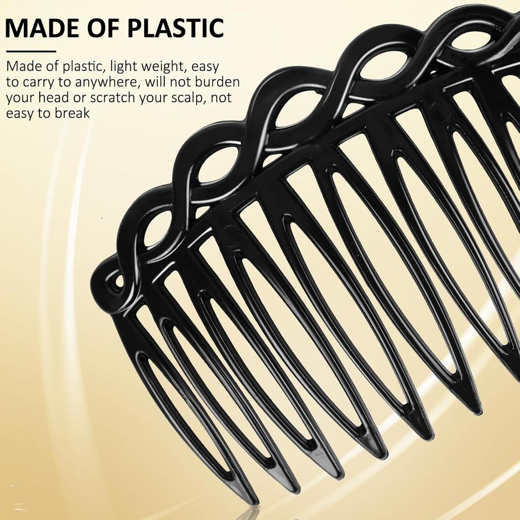 6 Pcs French Hair Side Combs Women Hair Comb Accessories Set Plastic Twist Decorative Comb Hair Clips Bridal Wedding Veil Teeth HairCombs for