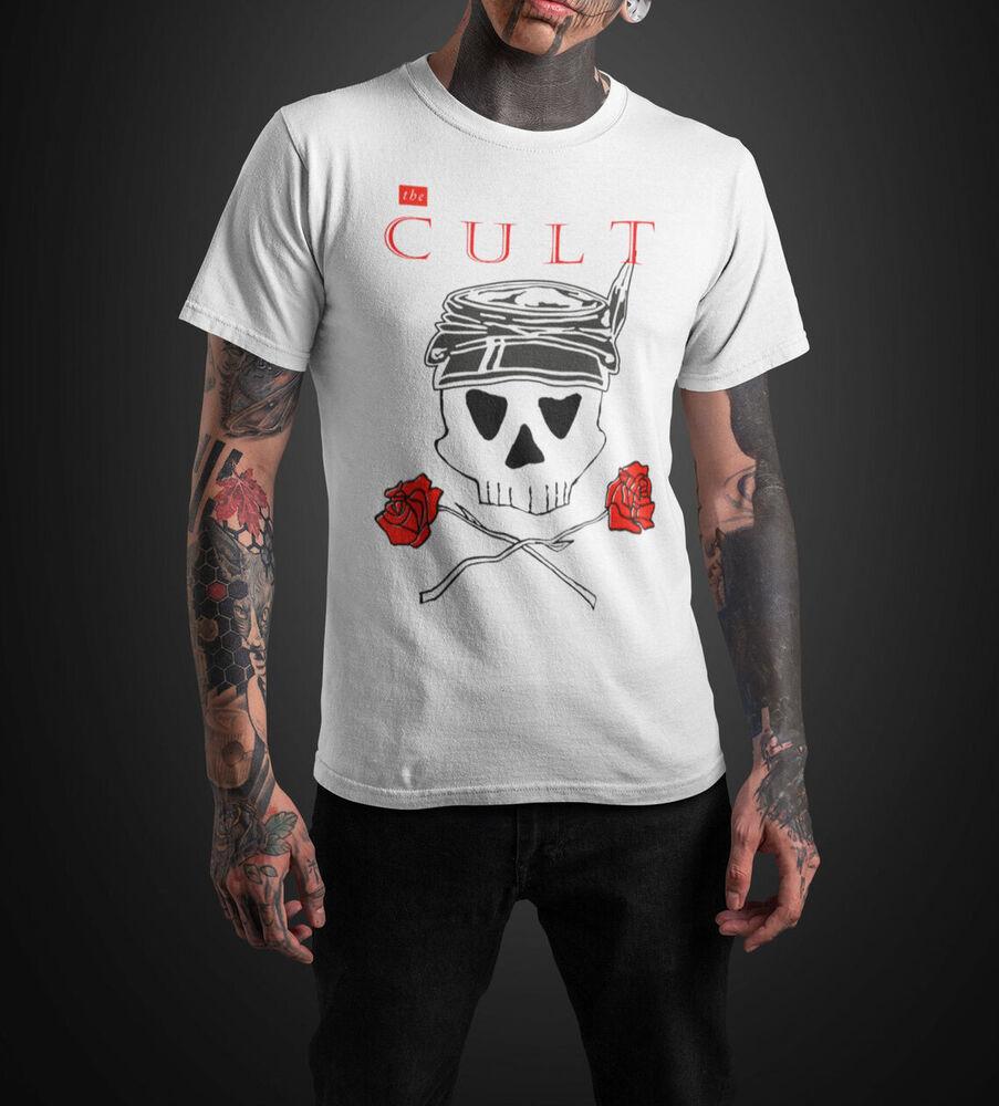 The Cult Skull Roses White T-shirt Unisex T-Shirt S