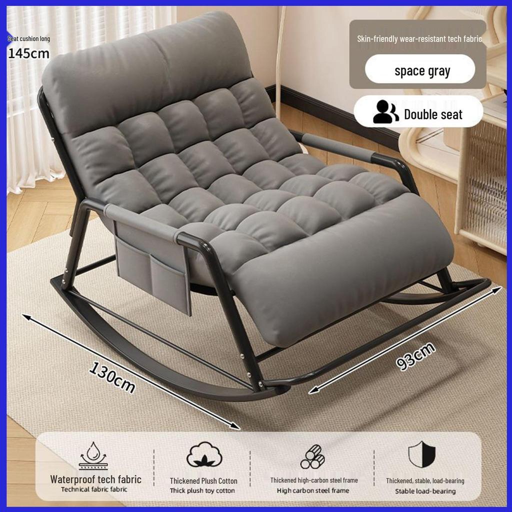 Double Rocking Sofa Chair: Comfortable Lazy Chair for Office, Bedroom, Balcony, Living Room - Perfect for Midday Naps and Leisure.