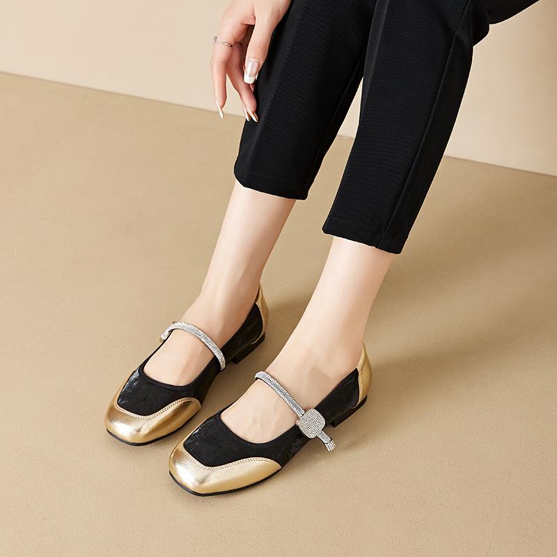 French bag head leather mother shoes women's outer wear 2025 new one-pedal lazy single shoes flat Mary Jane women's shoes