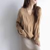Elegant European V-neck Cable Knit Pullover Sweater for Women - Autumn/Winter Design