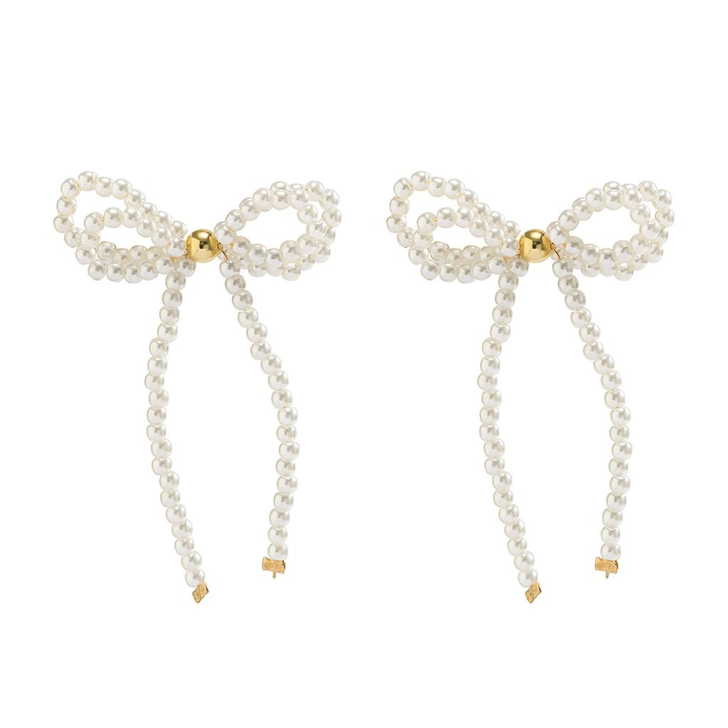 Fashionable Bowknot Earrings Wedding Jewelry Beads Earrings Elegant Ear Pin Bowknot Ear Studs Suitable for Fashion Look