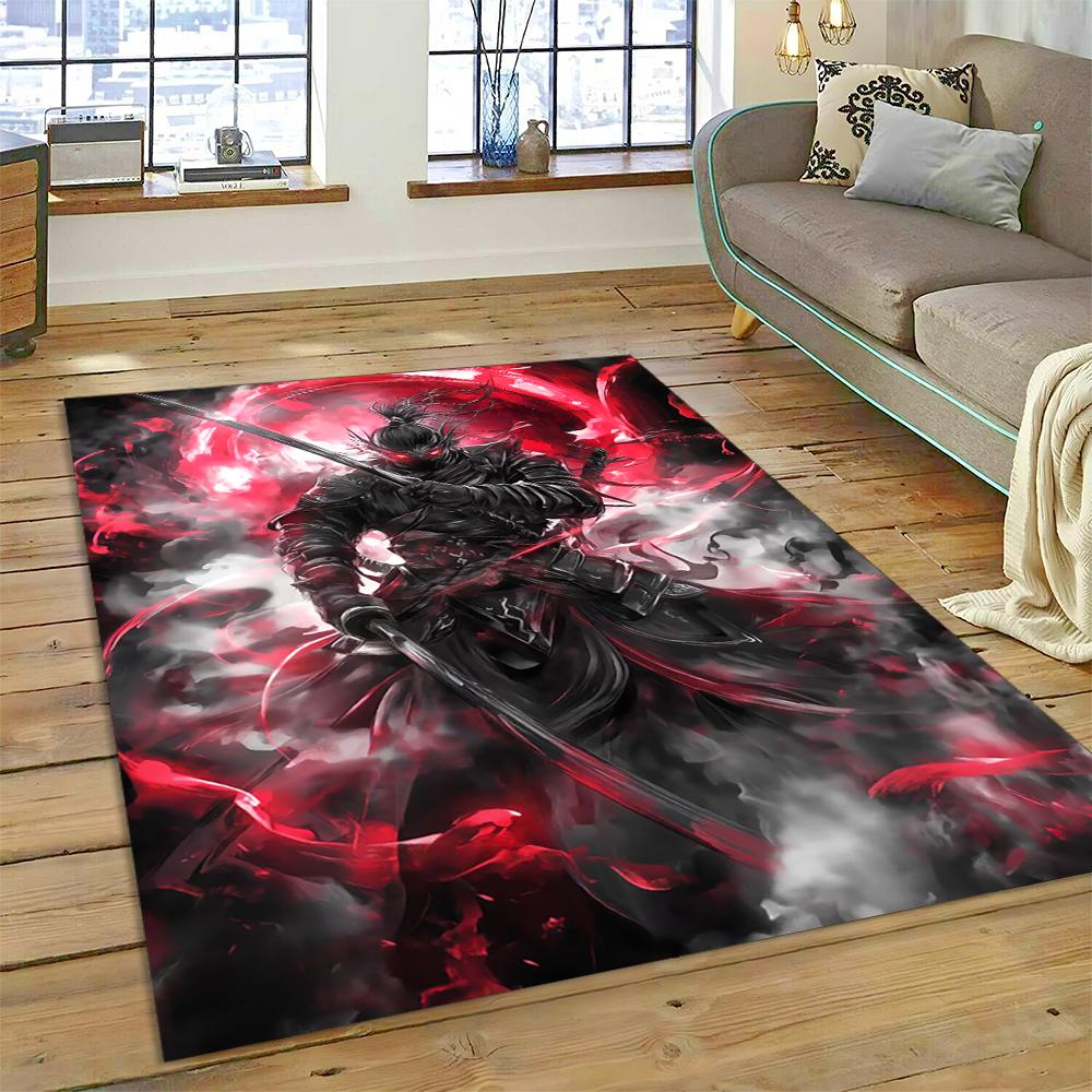 2025 New 3D Japanese Samurai Bushido Katana Cartoon Carpet Rug for Living Room Bedroom Home Sofa Decoration,Non-slip Floor Mat