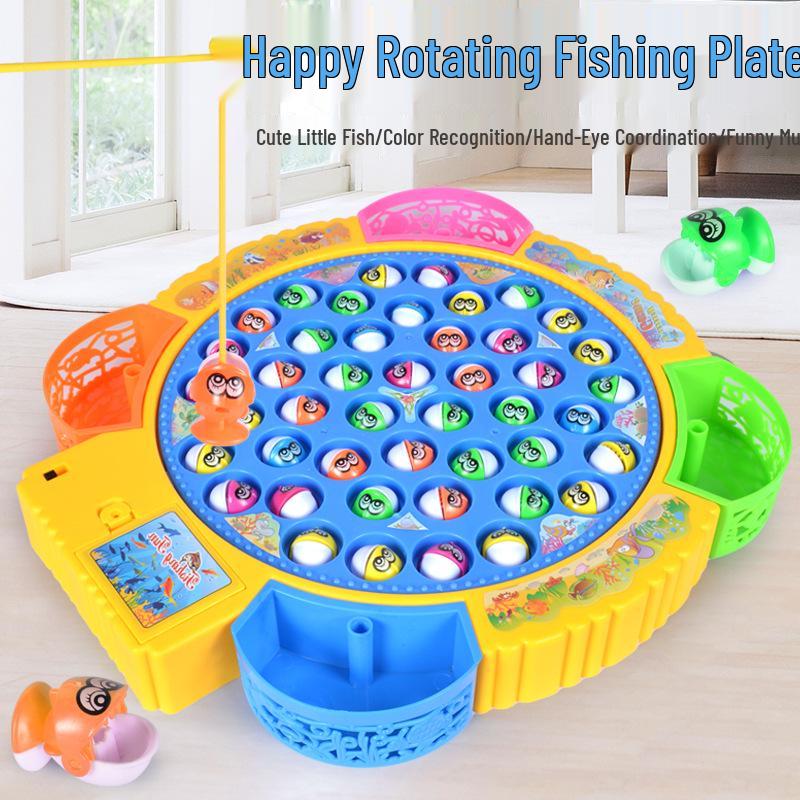 Electric Rotating Music Fishing Toy Set for Kids - Boys & Girls