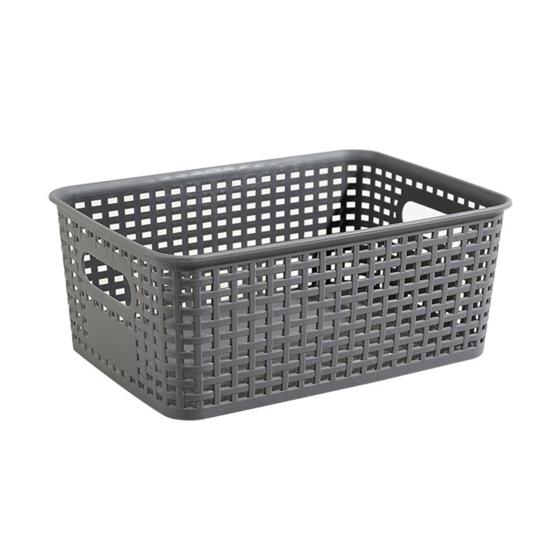 Aufbewahrungsbox mit Deckel, Imitations-Rattan-Geflecht, Schreibtisch-Organizer, Mehrzweck-Aufbewahrungskorb für Fernbedienungen, Kosmetikartikel und Snacks