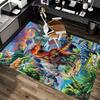 Colorful Dinosaur Jungle Prehistoric Animal Print Area Rug Non‑Slip Rectangular Floor Mat Wildlife Decor Rug for Game Room Bedroom Living Room