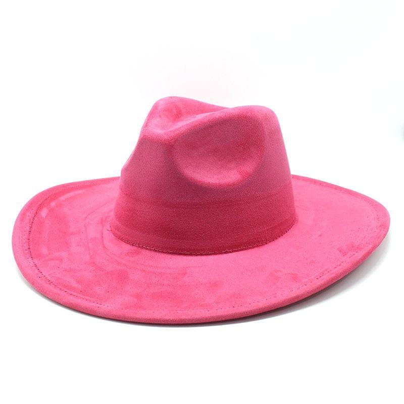Unisex Suede Wide Brim Fedora Hat Ethnic Style Gentle Hat