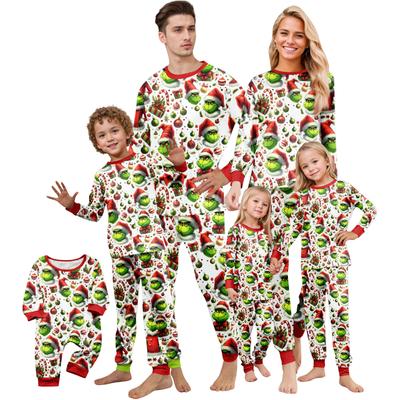 Weihnachtsdruck Süßes Familienset Schlafanzug, Hauskleidung, Familienset Langarm Oberteil Hosen Set