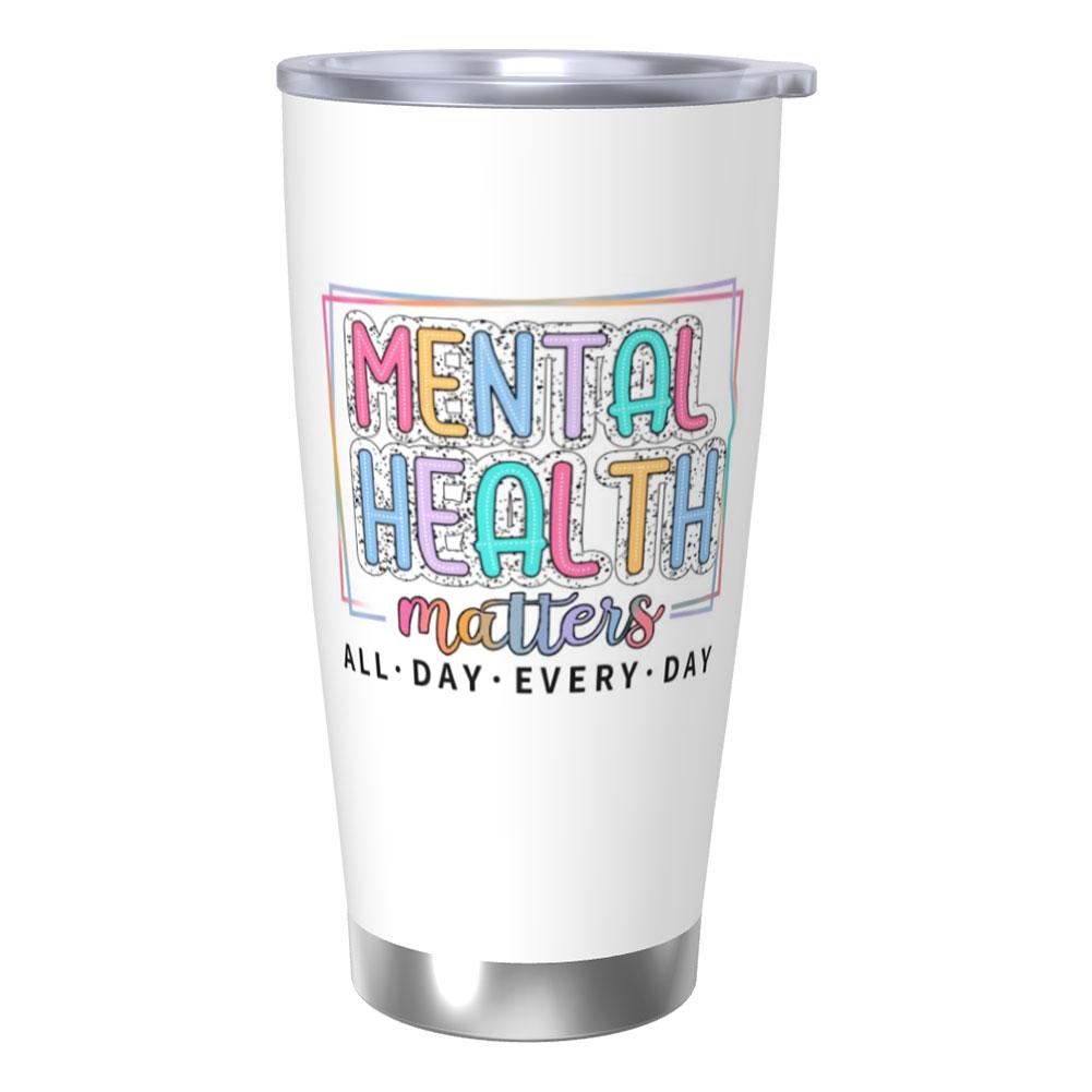 20 Oz Stainless Steel Tumbler Insulated Thermos Double-sided Print Travel Coffee Mug with Lid for Home Office Or Car