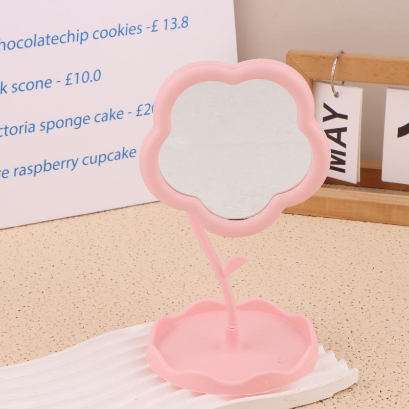 1 Adet Makyaj Aynası Çiçek Şeklinde Dekoratif Aynalar Takı Saç Aksesuarları Tepsili Masa Üstü Ayna Ev Dekorasyonu