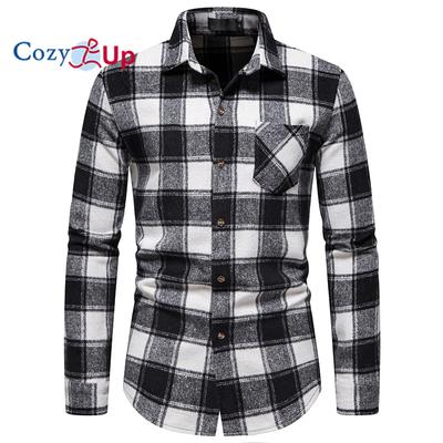Men Plaid Flannel Shirt Long Sleeve Casual Thick Warm Woolen Fashion Camisa Social Christmas Shirts