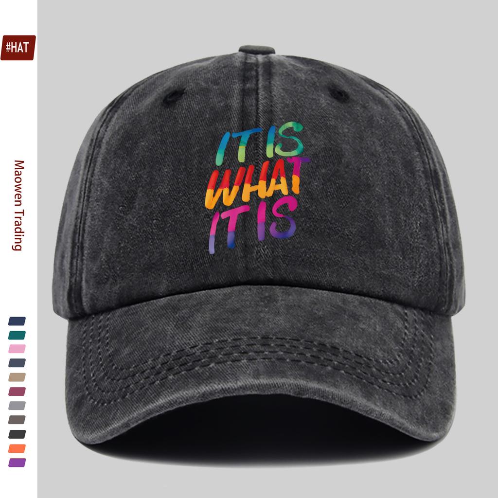 Pc ITISWHATITIS Colorful Gradient Letter Print Baseball Cap Unisex Design Vintage Washable Sun Hat Lightweight DriverS C