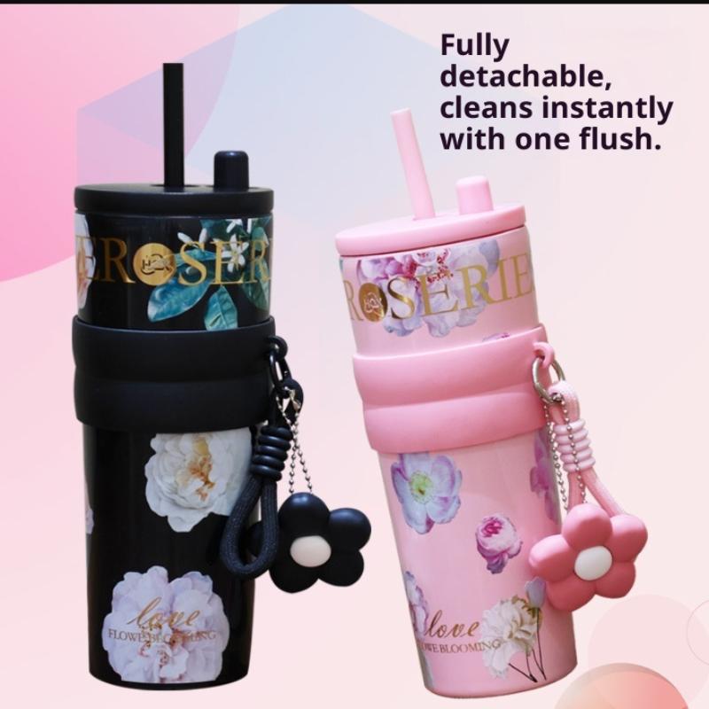 Nerezový Velký Král Hrnku Velkokapacitní Hrnky na Kávu do Auta Láhev na Čaj a Vodu Vakuová Termoska Přenosné Hrnky Hrnky se Slámkou