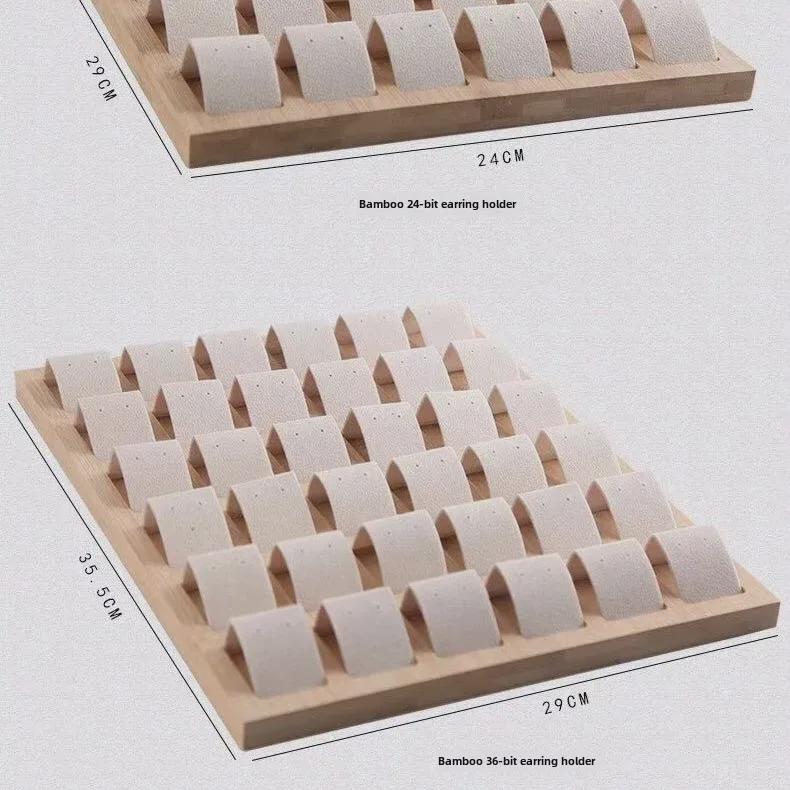 Bambus & Holz 36-Fächer Bewegliches Ohrring- & Stecker-Display Tablett, Schmuck-Displayständer