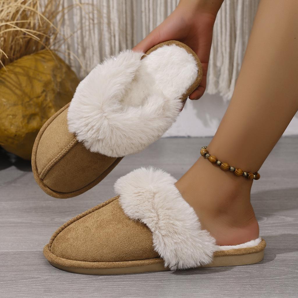 Autumn and Winter Wool Slippers Are Warm and Comfortable At Home, and Cotton Slippers Are Couple's Fleece Soft Soles and Warm Cotton Slippers