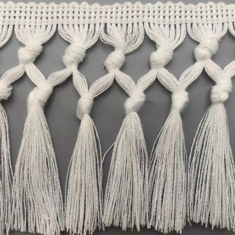 1Yard 11cm Wide Tassel Trim Ribbon Boho Style Macrame Tassel Ribbon For Home Textile