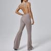 Premium Women's Yoga Suit - Peach Hip-Lifting One-Piece with Flared Pants