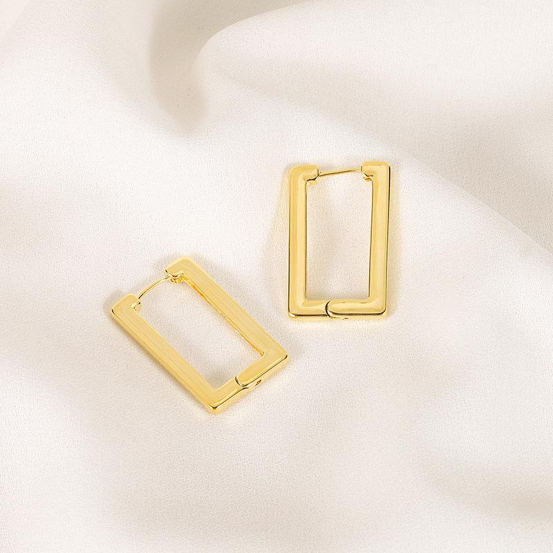 Vintage Sliver Color Big Square Hoop Earrings for Women Men Exaggerated Punk Metal Geometric Round Earrings Jewelry Gift