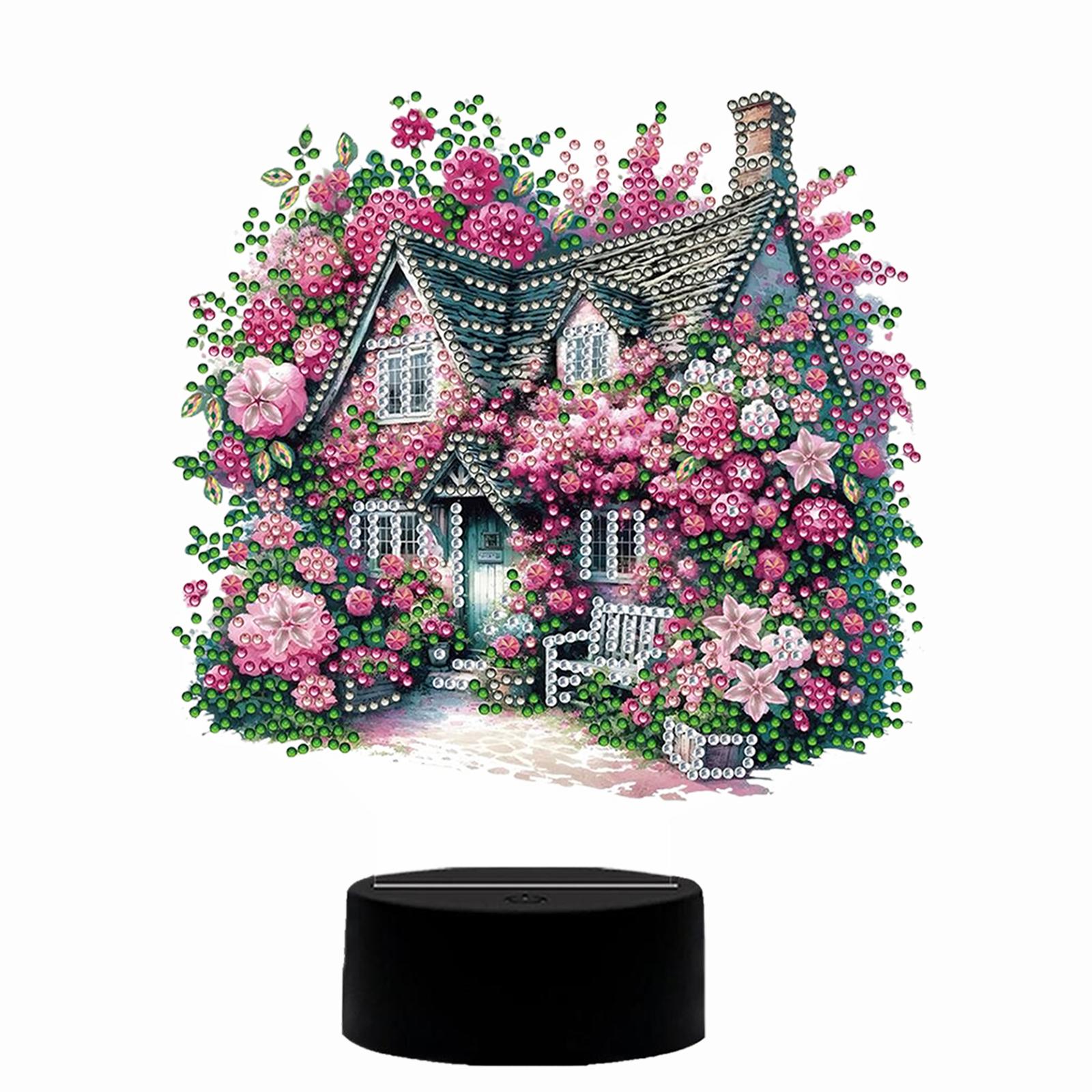 

Double-sided Flower Diamond Painting Night Light with Tools 5D DIY Diamond Painting Lamp for Bedroom Living Room Home Office