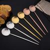 2Pcs Salad Service Set Matte Silver Cutlery Set Spoons Forks Long Handle Large Fork Stainless Steel Dinning Server Set