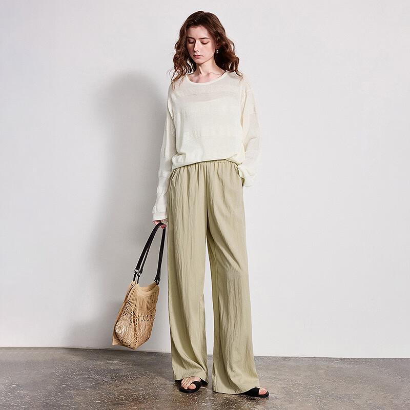 Chuyu Women's Lyocell Round Neck Loose Knit Top