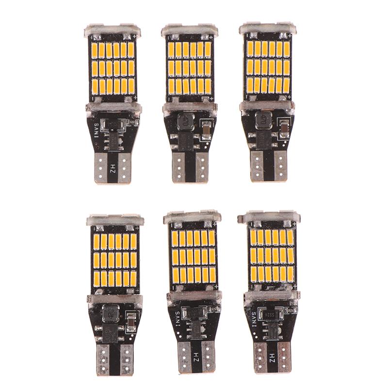 6Pcs T15 W16W 921 912 T16 T10 902 Led Bulbs 45Smd 4014 Led Light Super Bright 1200Lm Replace For Car Reversing Light White