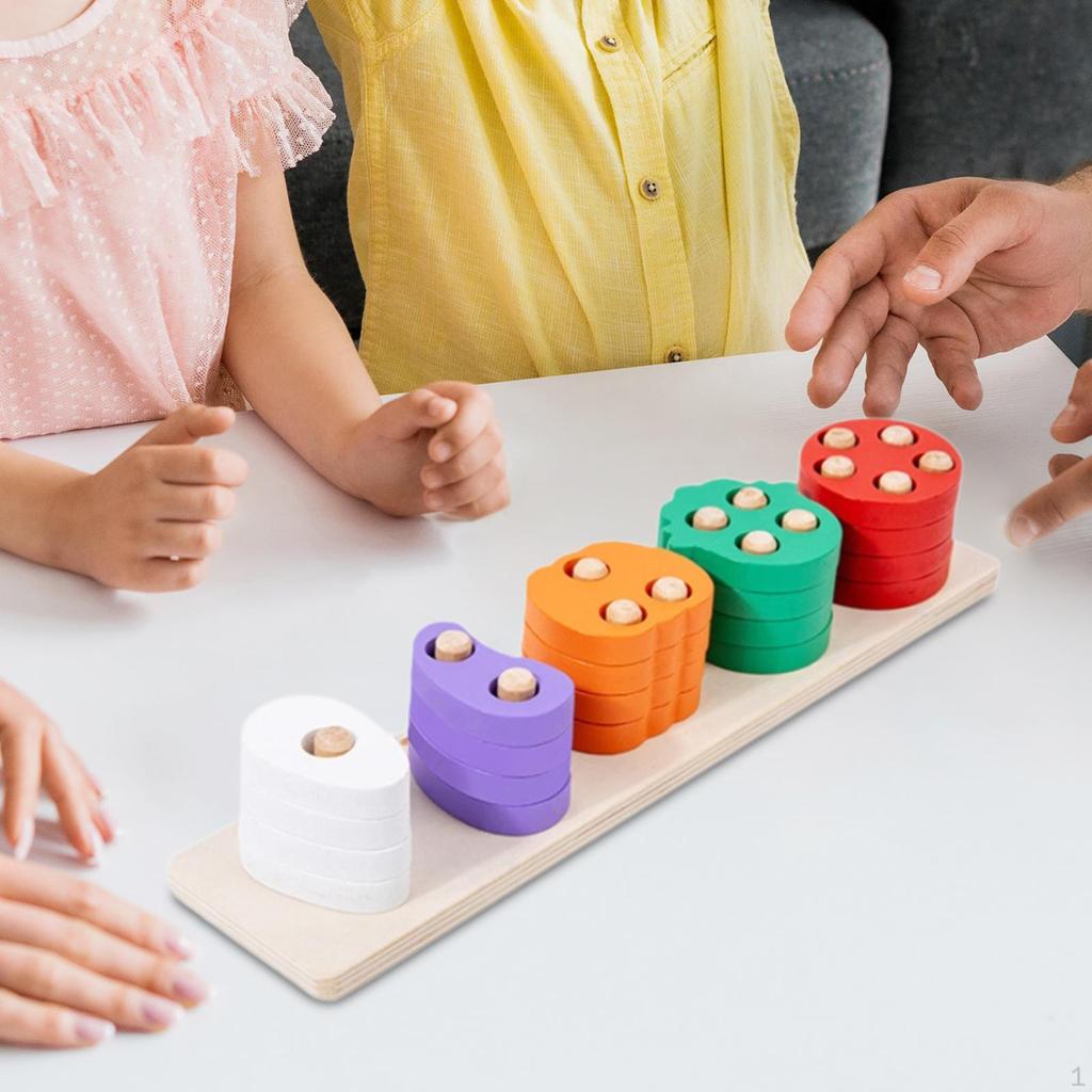 Montessori Wooden Shape Sorter, Stack and Sort Board, Educational Matching Toy for