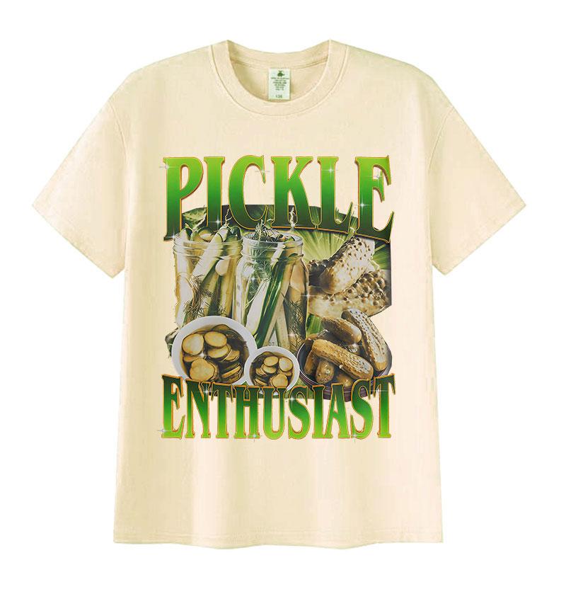 Gurkenliebhaber Lustiges Meme T-Shirt Herren Damen Humor O-Ausschnitt Retro Mode Kleidung T-Shirts Lässige Oberteile Baumwolle Übergroßes T-Shirt