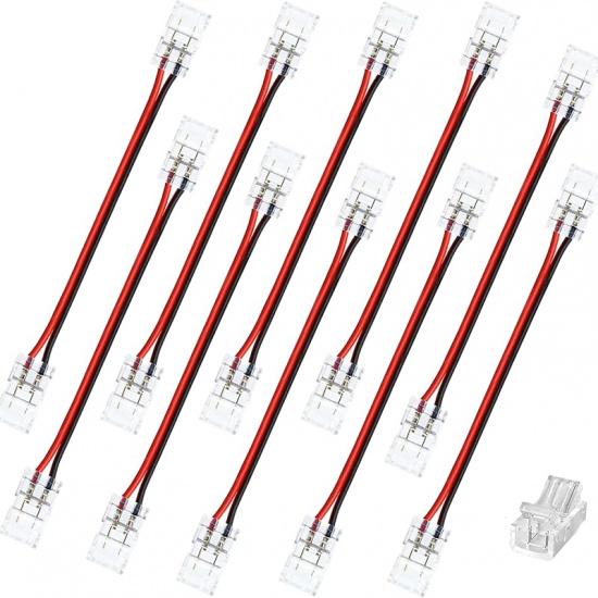 2Pin Transparent Solderless 8mm COB LED Strip Connector Corner Kit,Strip To Wire 4P,Strip To Strip 12P,L-Shape 2P,Red and Black Wire 4P,for 5V 12V