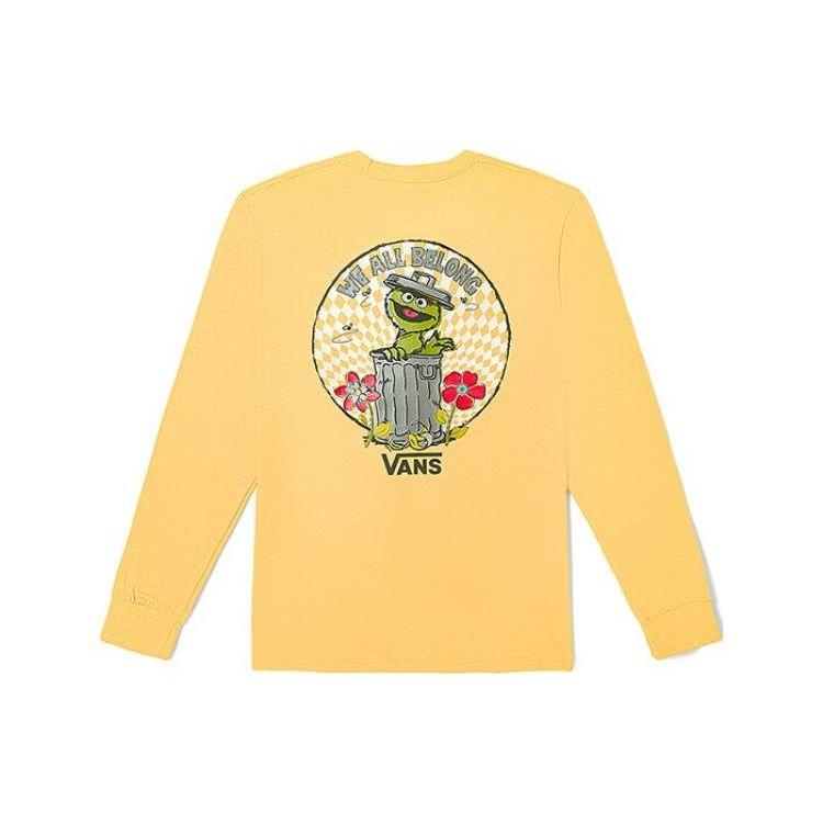 Vans x Sesame Street Yellow Oscar the Grouch Print Crew Neck Long Sleeve T-Shirt VN000BPWNB2 S