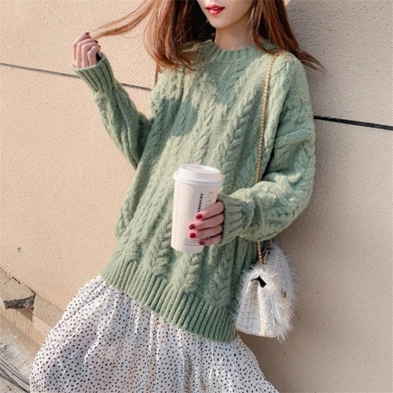 

Осень и зима женский новый свободный свитер женский толстый шерстяной ленивый ветрозащитный свитер с длинными рукавами One size