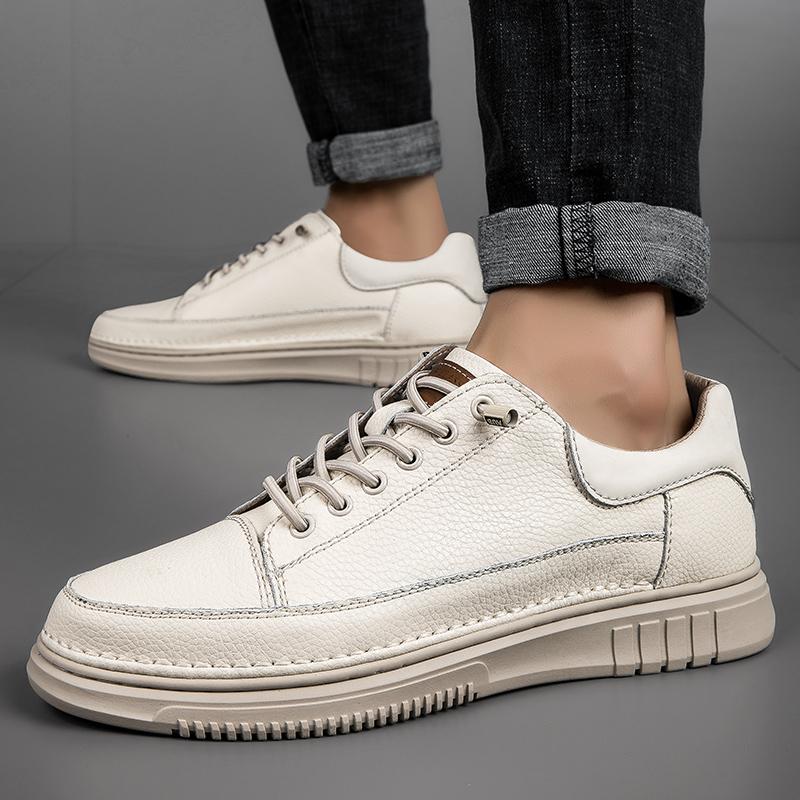 Fashion Leather Men Skateboarding Shoes Outdoor Casual Shoes Men Comfortable Flats White Shoes for Men Sneakers Big Size 48 49