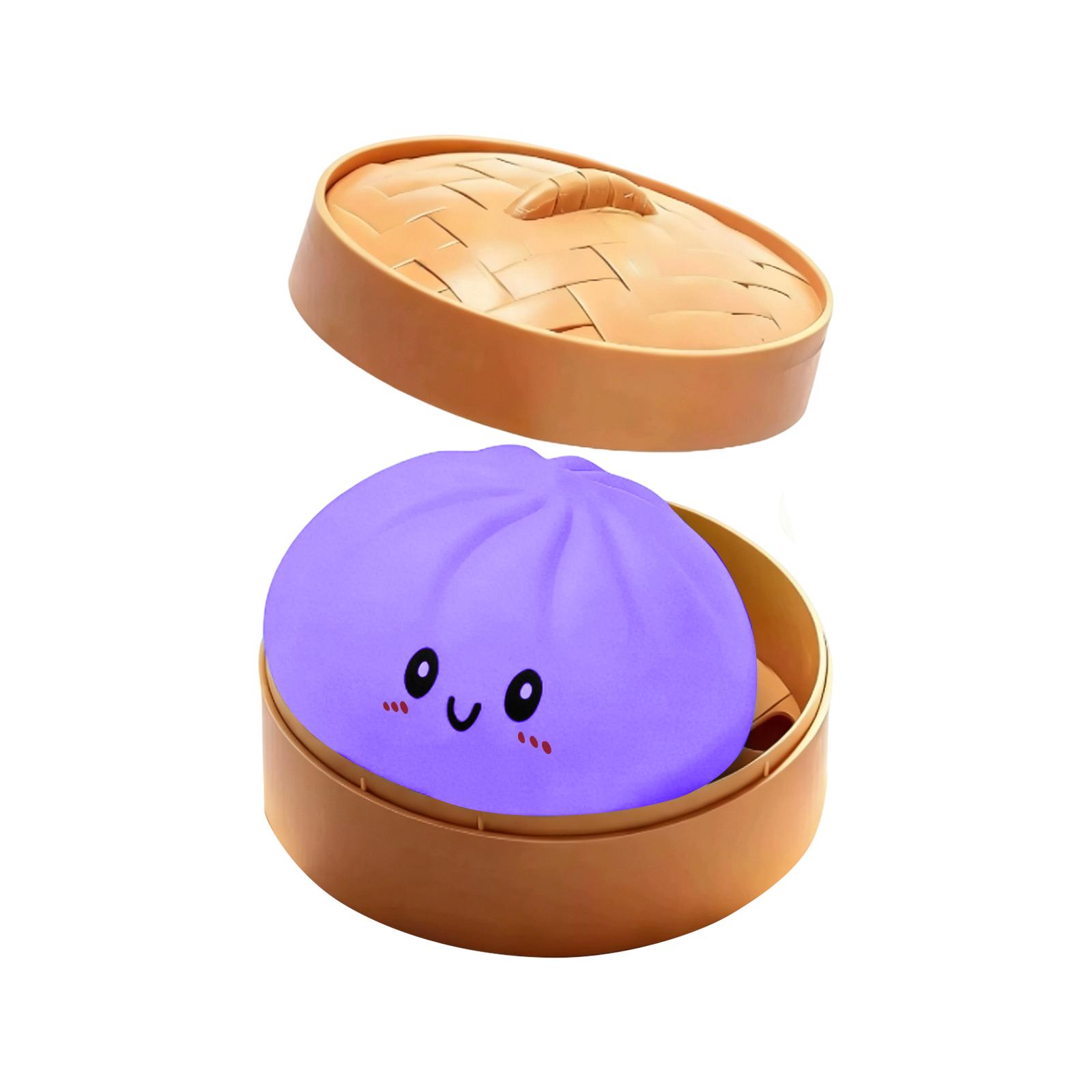 

Squishy Slow Rising Bun Stress Relief Toy with Steam Basket Simulation Soft Squeeze Decompression Toy for Sensory Play and Relaxation one size фіолетовий