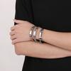 Hip Hop Double Layer Open Bangles For Men Brushed Stainless Steel Wire Mesh Chain Bracelet Male Charm Thick Party Jewelry Gift