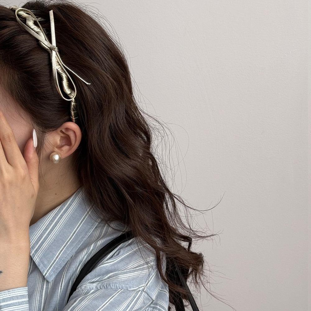 U-förmiges Wellen-Haarband Dünnes PU-Leder-Haarband Retro-Schleifen-Kopfband Mädchen/Damen