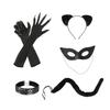 Cats Ear Headband Cats Claw Gloves Catwomen Costume Set Halloween Catwomen Costume Accessories for Carnivals